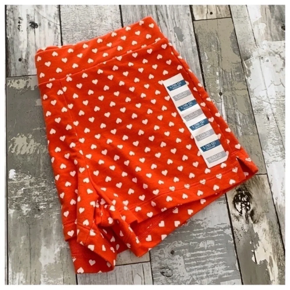 Old Navy Girls Red White Hearts Polka Dots Sailor Shorts New Tag Large 10/12